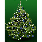 Kerstboom Nordmann 150cm met kerstballen donkerblauw mat