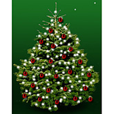 Kerstboom Nordmann 150cm met kerstballen ossenbloedrood