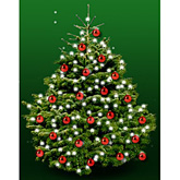 Kerstboom Nordmann 150cm met kerstballen rood glans