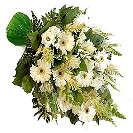 Rouwboeket met witte bloemen