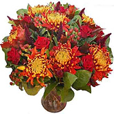 Herfstbloemen boeket met bolchrysanten