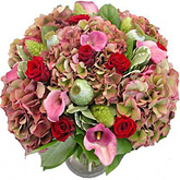 Herfstbloemen boeket met hortensias