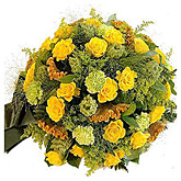 Rouwbiedemeier met gele bloemen